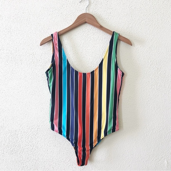 CAROLINE CONSTAS Aristi Scoop Back Striped One Piece Swimsuit M - Picture 2 of 7